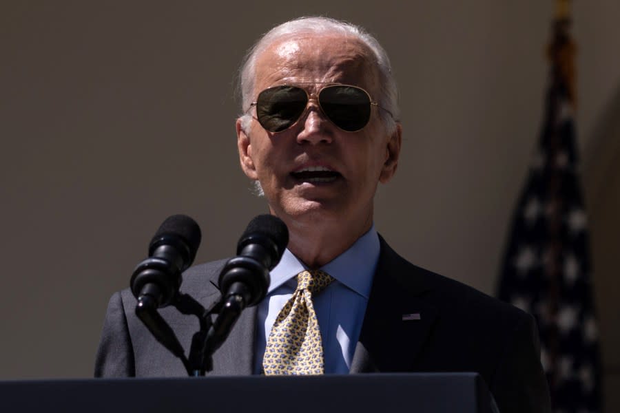 U.S. President Joe Biden speaks about the August U.S. Jobs and Employment report in the Rose Garden at the White House on Sept. 1, 2023, in Washington, D.C. The U.S. added 187,000 jobs in August. (Photo by Anna Rose Layden/Getty Images)