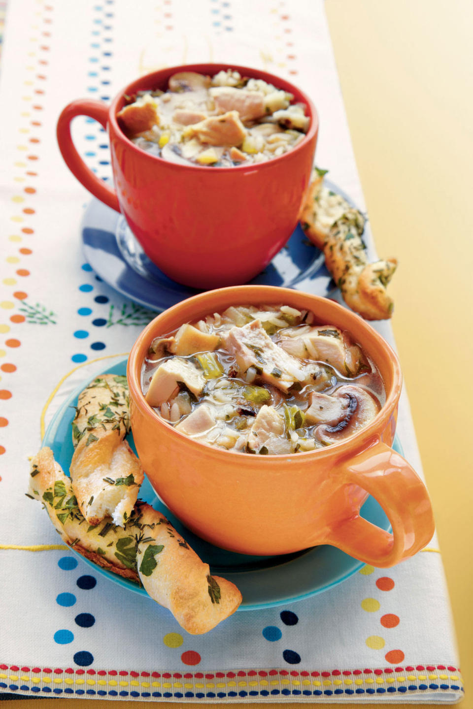 Chicken-and-Rice Soup with Mushrooms
