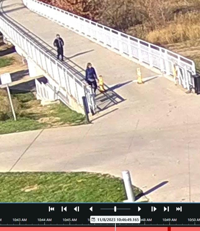 A man later arrested by Omaha police is seen following closely behind former U.S. Sen. Martha McSally before she was allegedly sexually assaulted while jogging Wednesday in Council Bluffs, Iowa. Photo courtesy of Council Bluffs police