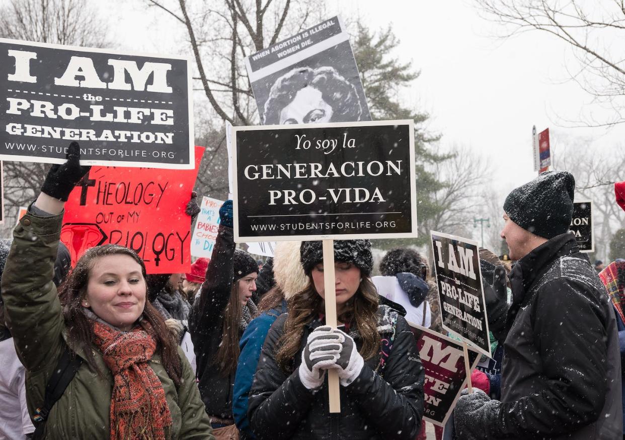 There's an interesting evolutionary benefit for some women if the consequences of casual sex are high. <a href="https://www.gettyimages.com/detail/news-photo/pro-life-marchers-participate-in-the-march-for-life-tens-of-news-photo/506527136" rel="nofollow noopener" target="_blank" data-ylk="slk:Albin Lohr-Jones/Pacific Press/LightRocket via Getty Images;elm:context_link;itc:0;sec:content-canvas" class="link ">Albin Lohr-Jones/Pacific Press/LightRocket via Getty Images</a>