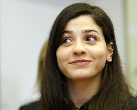 Syrian swimmer Yusra Mardini attends a news conference in Berlin, Germany March 18, 2016. REUTERS/Fabrizio Bensch