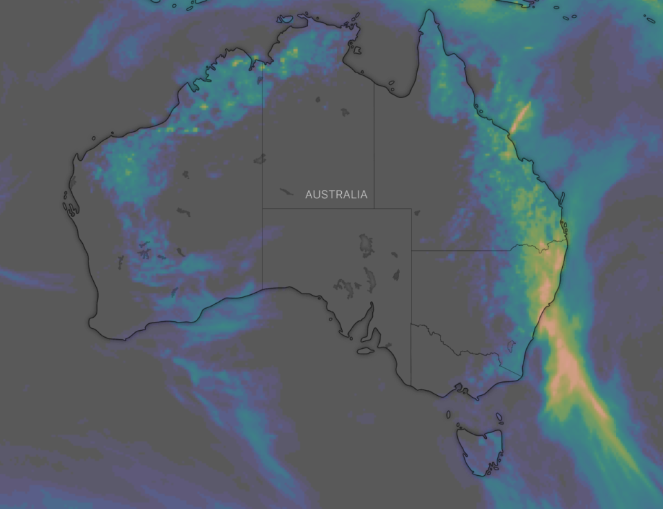 The east coast is set to cop a drenching on Thursday and Friday. Source: Windy