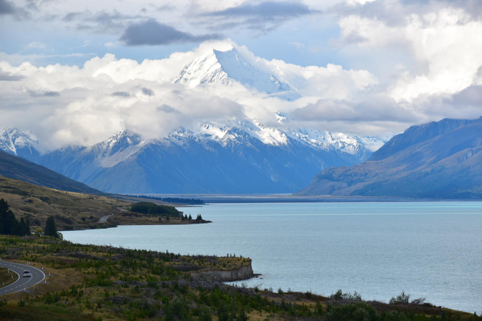 This Dec. 20, 2019, photo shows Mt. Cook rising above Lake Pukaki on the South Island of New Zealand. Mt. Cook is New Zealand’s tallest mountain and is also known as “Aoraki,” or “Cloud Piercer,” in the indigenous Maori language. (Malcolm Foster via AP)