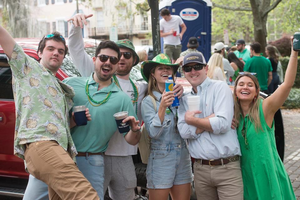 Revelers enjoy the St. Patrick's Day Festivities in Oglethorpe Square on Friday.