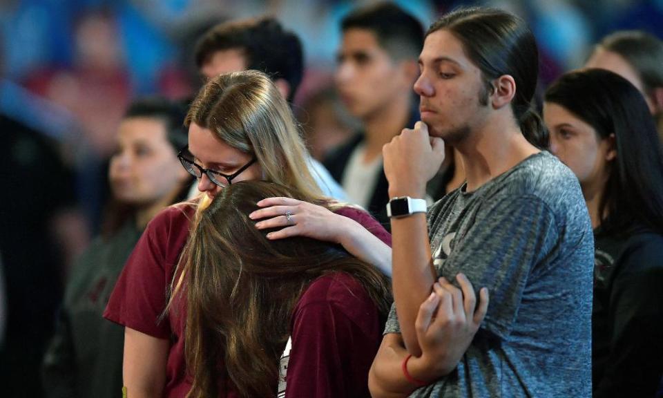 Students at the town hall, where there was much talk of the need to ban assault weapons.