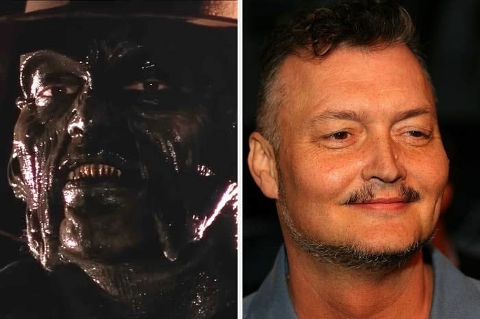 Side-by-side of a screenshot from "Jeepers Creepers" and director Victor Salva