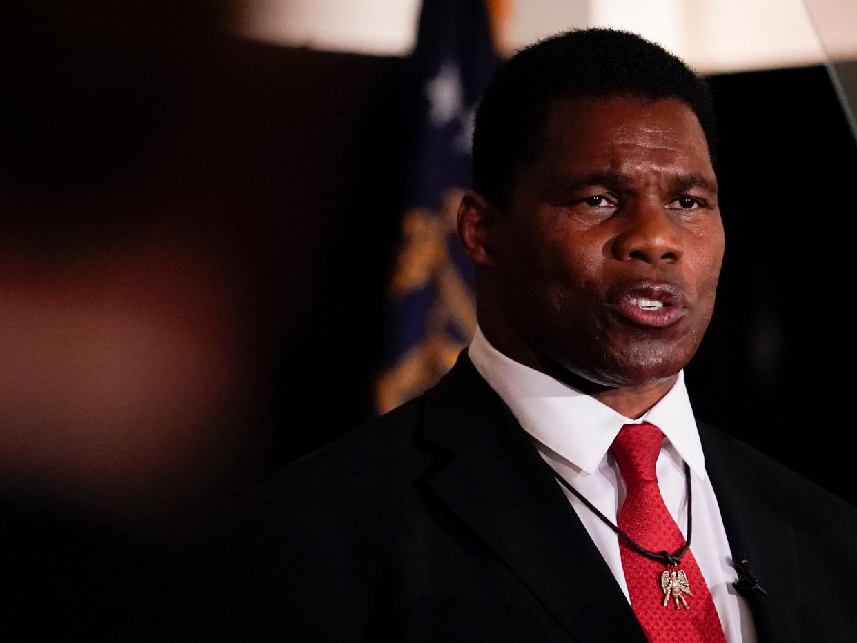 U.S. Senate candidate Herschel Walker speaks to supporters during an election night watch party, Tuesday, May 24, 2022, in Atlanta. Walker won the Republican nomination for U.S. Senate in Georgia's primary election.