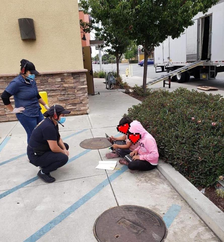 The image, which shows two girls outside a Taco Bell using the outlet's Wi-Fi, became a symbol of the wealth disparity in one of the US's wealthiest areas near Silicon Valley.