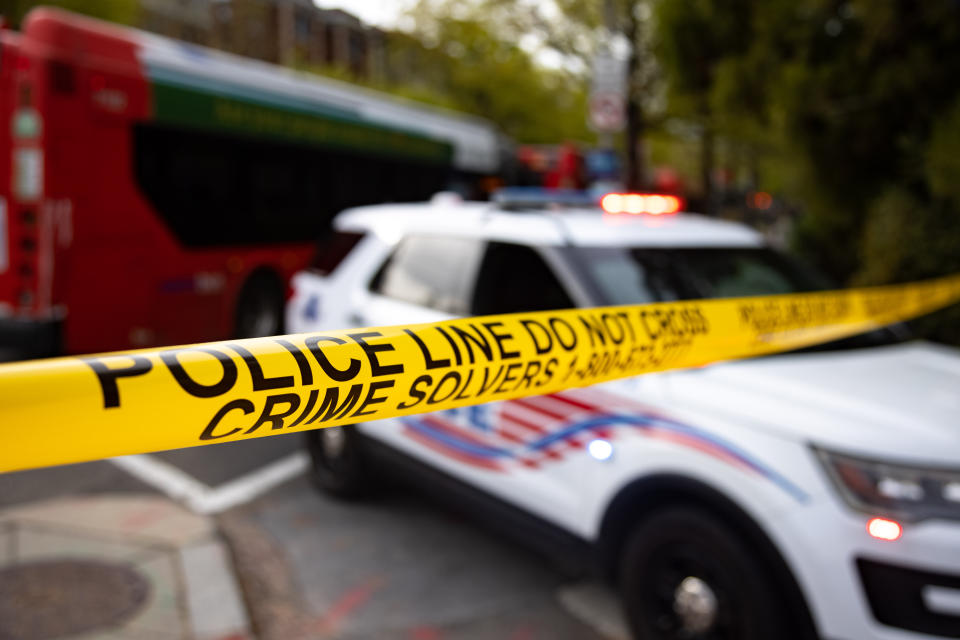 Law enforcement responds to an alleged shooting in Washington, D.C., on April 22, 2022