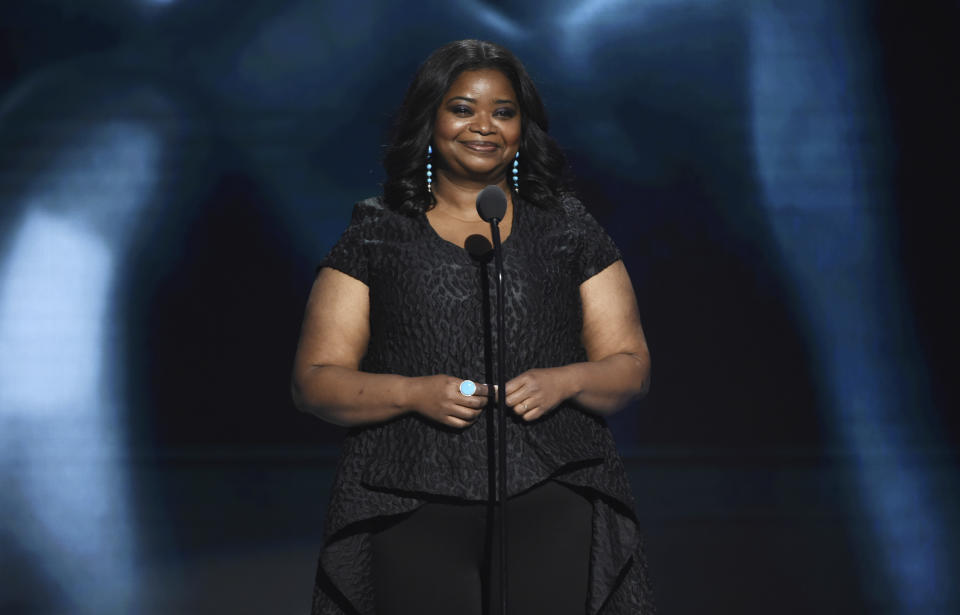 Octavia Spencer speaks on stage at the 51st NAACP Image Awards at the Pasadena Civic Auditorium on Saturday, Feb. 22, 2020, in Pasadena, Calif. (AP Photo/Chris Pizzello)