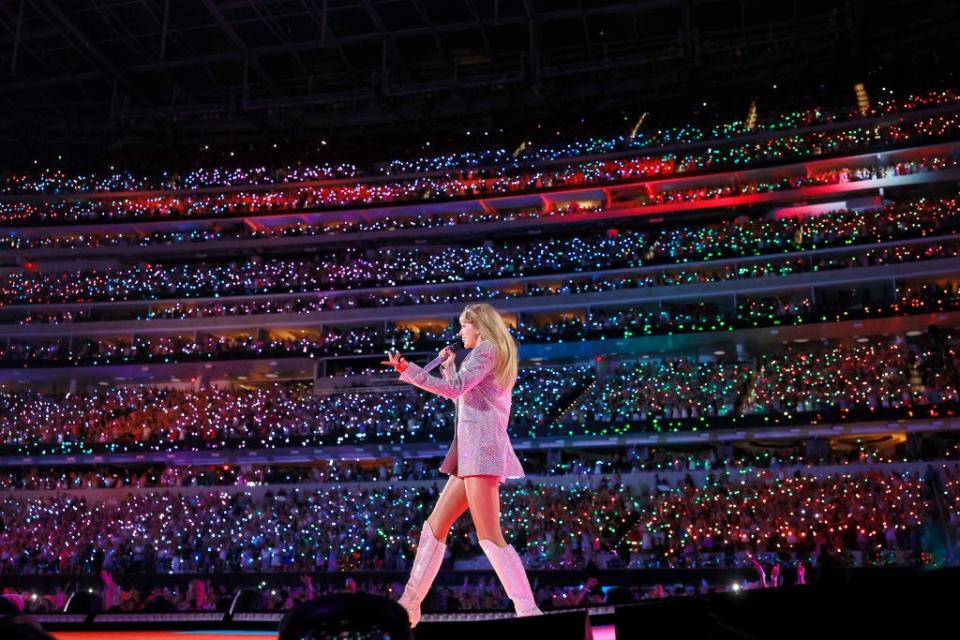 Taylor Swift performs at The Eras Tour in Inglewood, California