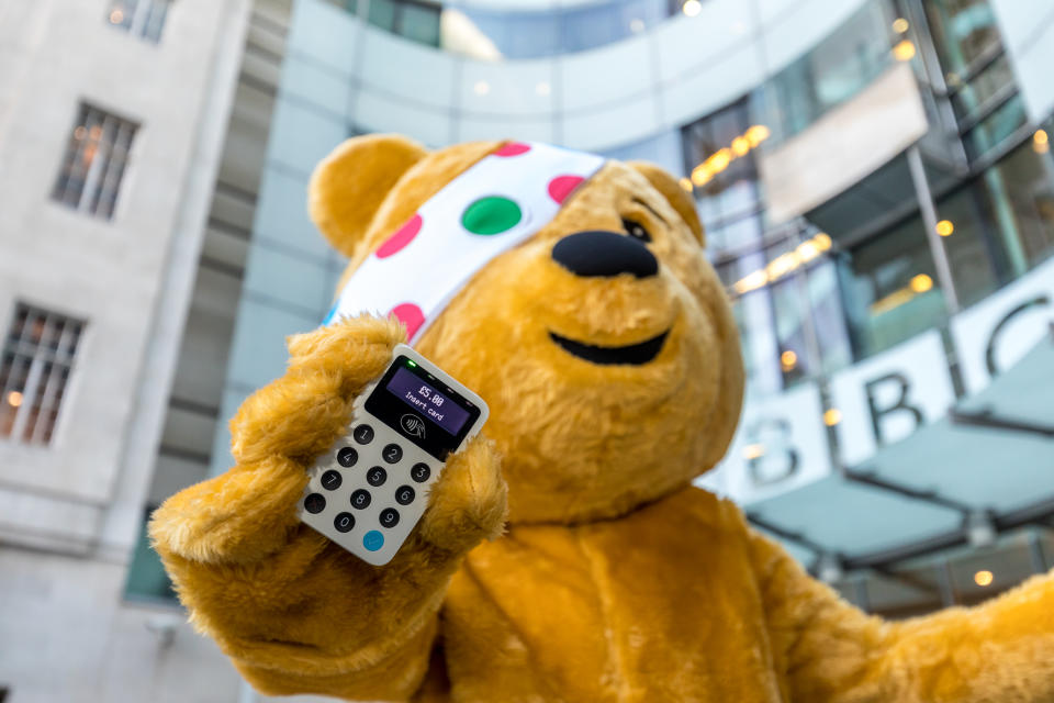 <p>Pudsey Bear will be collecting £5 donations with a contactless payment reader at several London Underground stations.</p>