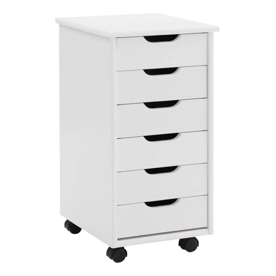 White Rolling Storage Cart with Drawers