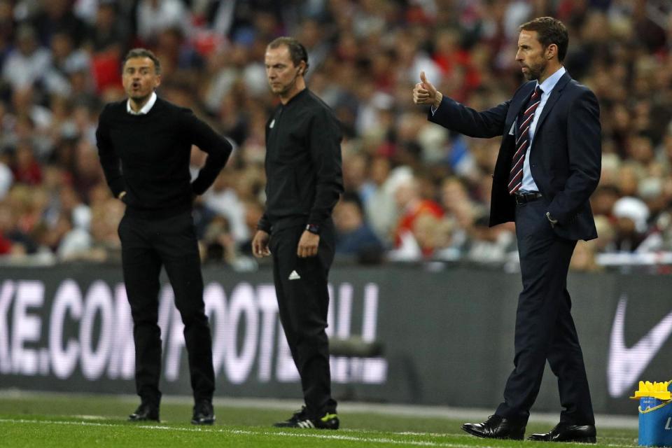 Spain's coach Luis Enrique (L) and England's manager Gareth Southgate (R): AFP/Getty Images