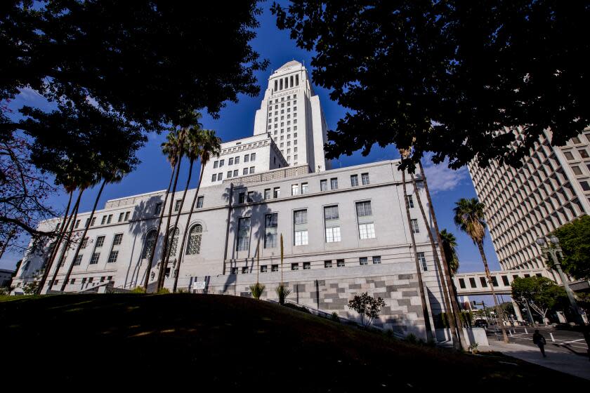 Los Angeles, CA - October 10: A view of Los Angeles City Hall Monday, Oct. 10, 2022. (Allen J. Schaben / Los Angeles Times)