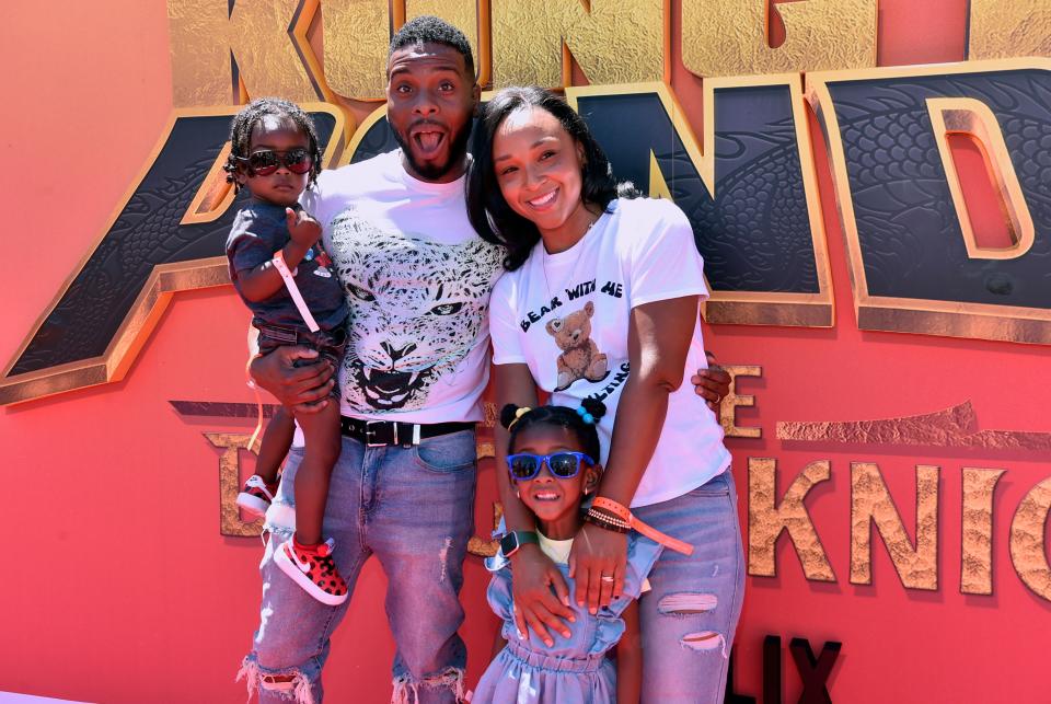 Kel Mitchell, wife Asia Lee, and their two children, Lyric and Wisdom, attend the Kung Fu Panda: The Dragon Knight Premiere on July 09, 2022 in Los Angeles, California. (Photo by Rodin Eckenroth/Getty Images for Netflix)