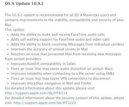 OS X 10.9.2 update