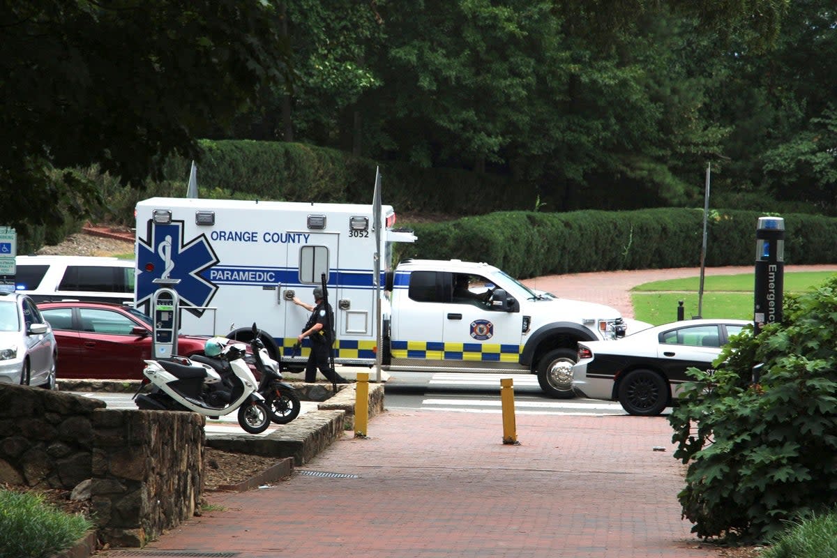 Law enforcement and first responders respond to the University of North Carolina at Chapel Hill (AP)