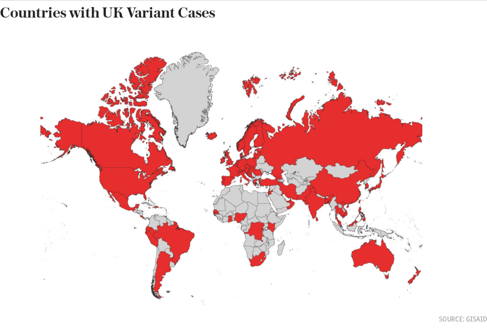 Countries with UK Variant Cases
