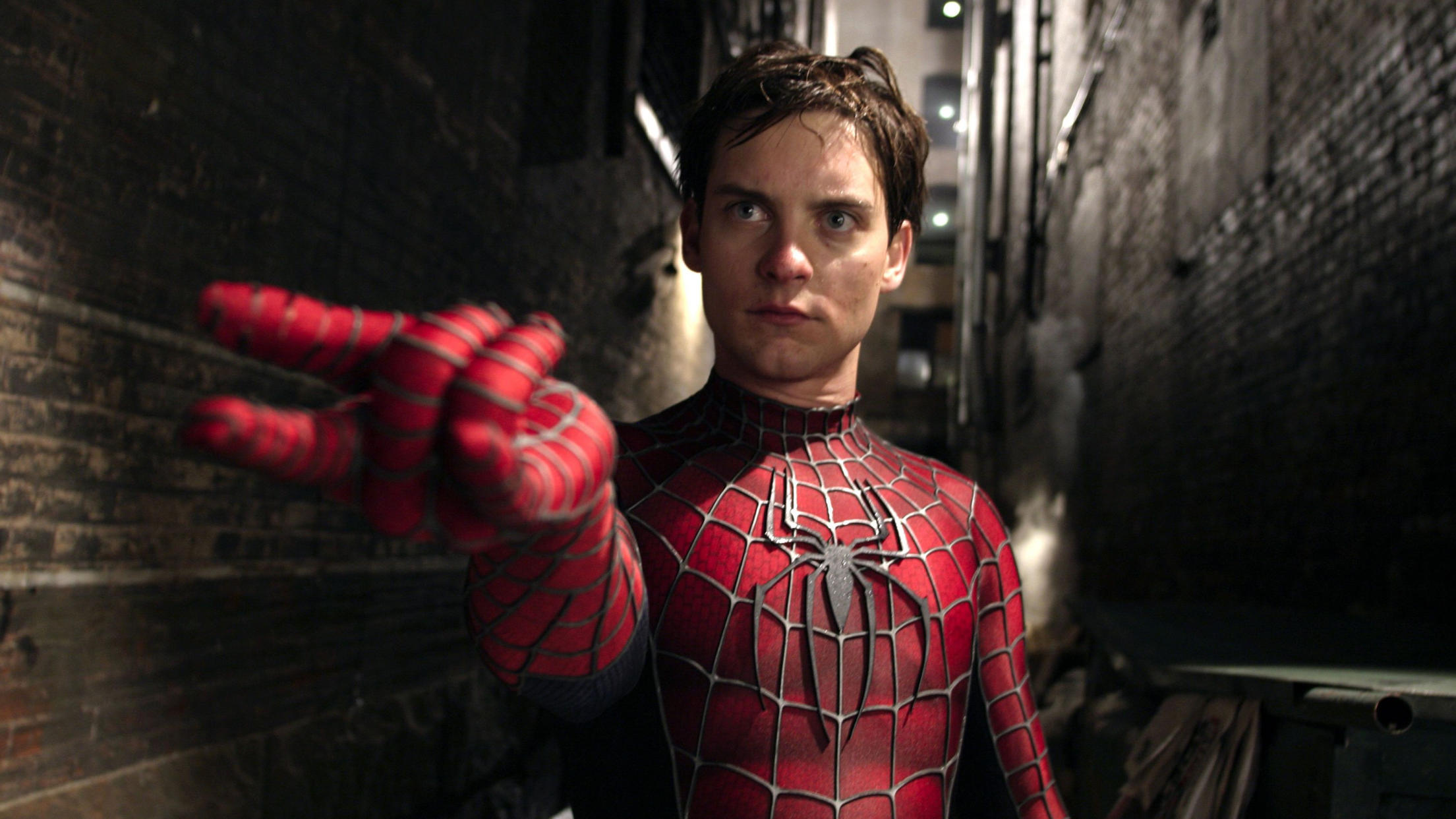 Tobey Maguire played Spider-Man on the big screen three times between 2002 and 2007. (Credit: Sony)