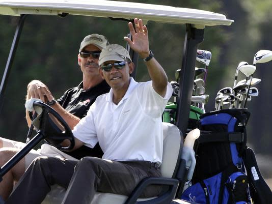 President Obama Golfs With Larry David on Martha's Vineyard