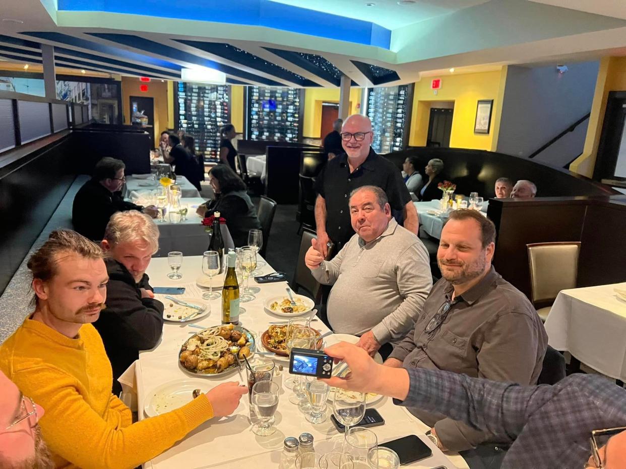 Celebrity chef Emeril Lagasse and members of his Emeril Group team visited Sagres Restaurant in Fall River on Saturday to sample their Portuguese cuisine.