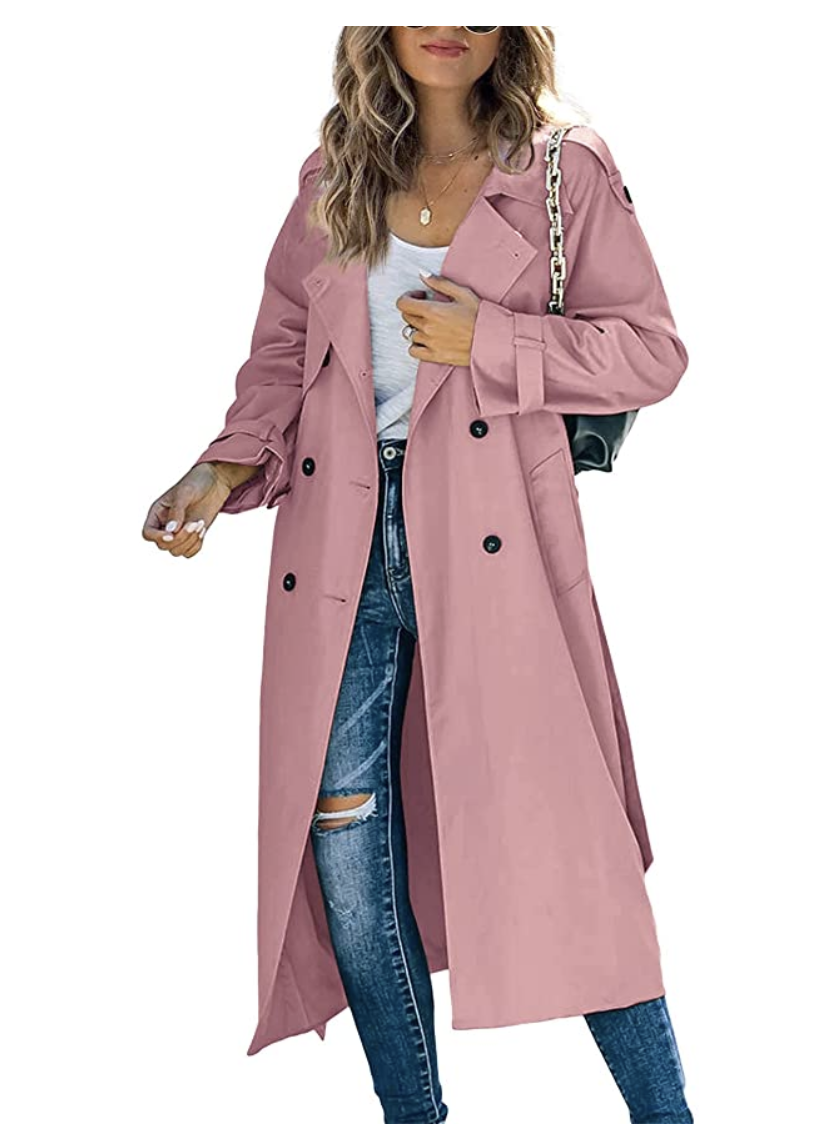 6) Makkrom Double Breasted Pink Trench Coat