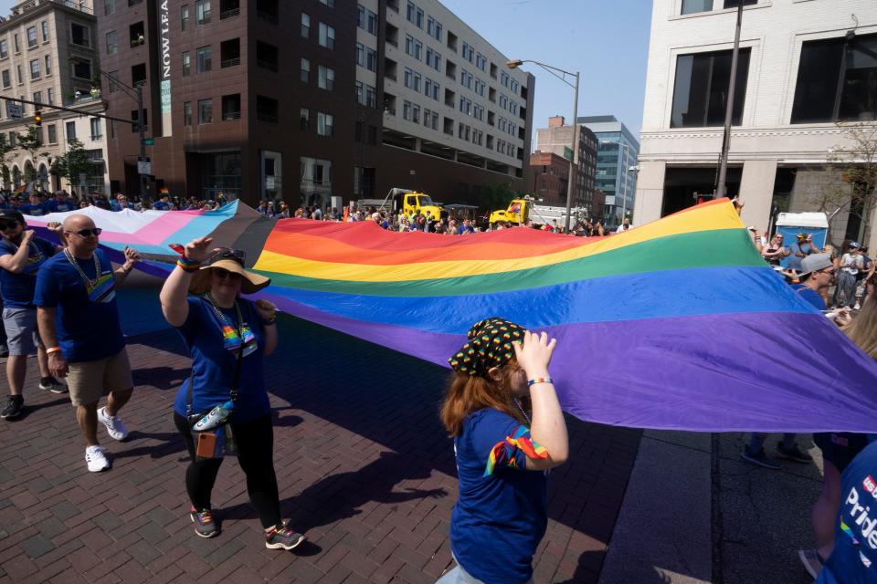 The Pride March in Downtown Columbus in June 2023. This year's march steps off at 10:30 a.m. on June 15 at the corner of Broad and High streets.