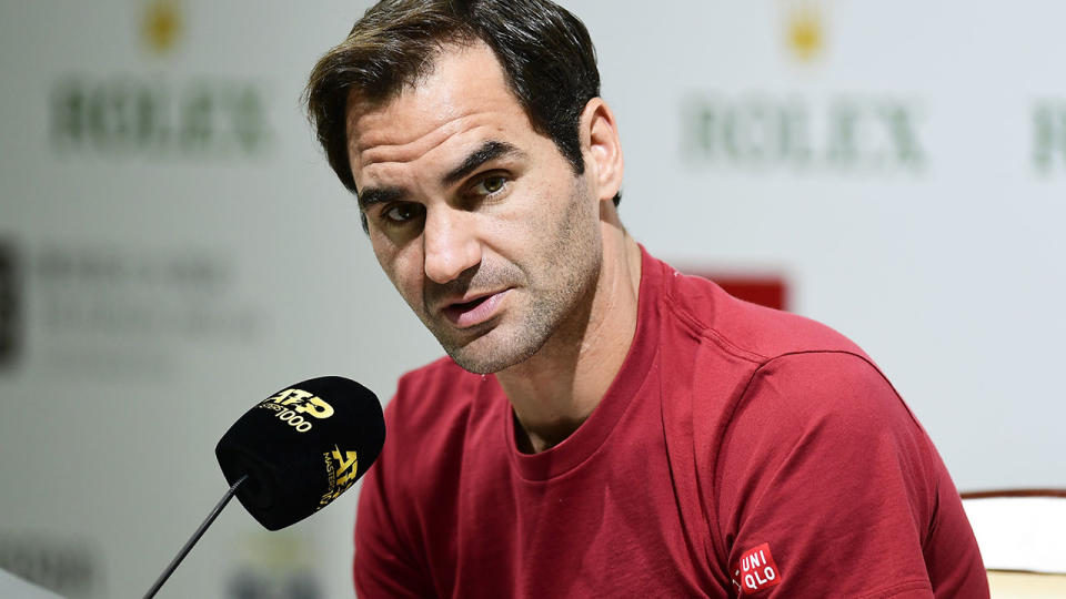 Roger Federer, pictured here speaking with the media at Shanghai Masters.