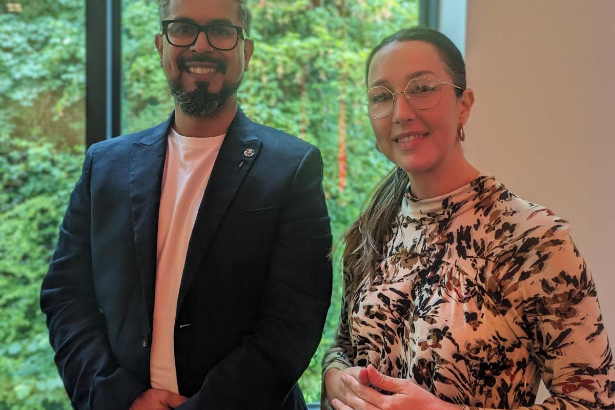 Sal Naseem, Inclusivity Expert, and Hannah Coombs, Associate Dean for Partnerships and Business Development at USW <i>(Image: University of South Wales)</i>