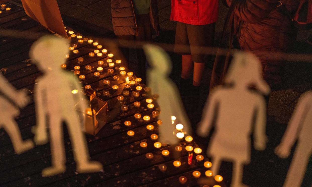 <span>Some of 200 candles put on Falmouth Moor to represent missing refugee children. The FoI data shows that only 6% of children who turned 18 in the NRM received state help. </span><span>Photograph: Alamy</span>