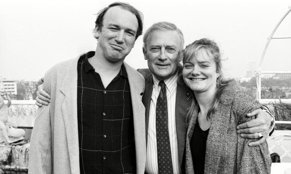 Tim Woodward, left, with his father, Edward, and sister, Sarah, both actors, in 1986. In 1989 he appeared with his father in an episode of The Equalizer.