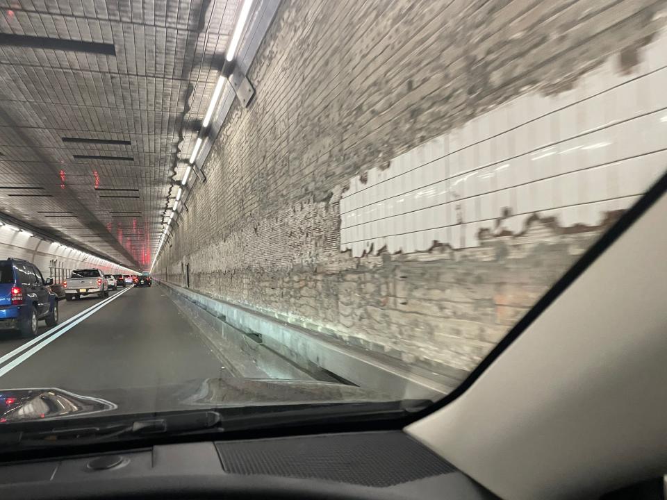 Many tiles lining the inside of the Holland Tunnel that were damaged by salt from Superstorm Sandy are being replaced by the Port Authority.