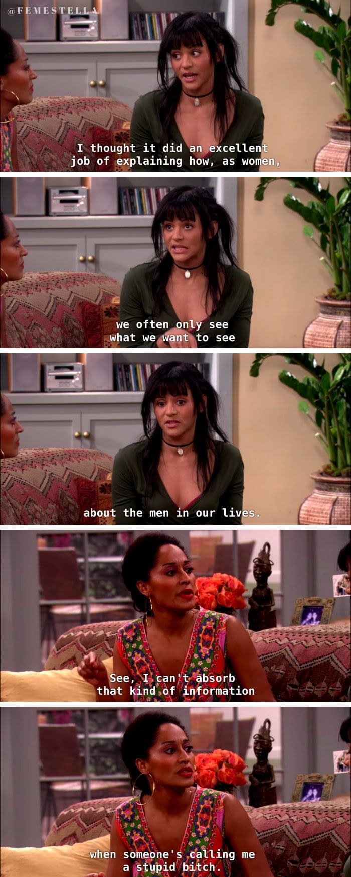 Lynn (Persia White) explains Maya's (Golden Brooks) message to Joan (Tracee Ellis Ross).