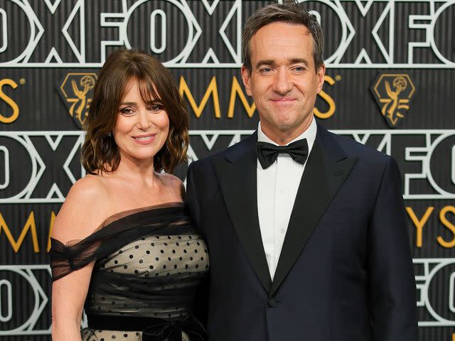 <p>Neilson Barnard/Getty</p> Keeley Hawes and Matthew Macfadyen attend the 75th Primetime Emmy Awards on January 15, 2024 in Los Angeles, California.