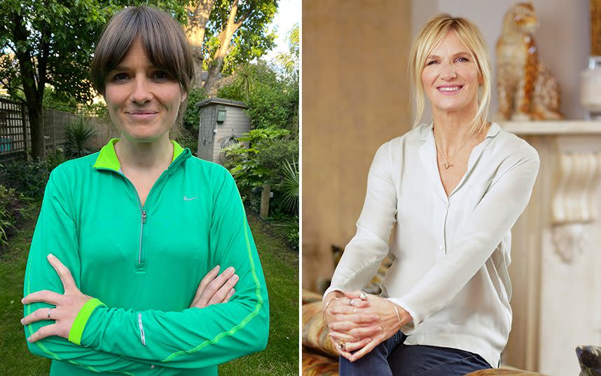 Laura Hamzic, left, designed and scripted the Couch to 5k podcast series. Later editions were voiced by Jo Whiley, right, and Sarah Millican - Laura Hamzic / The Telegraph