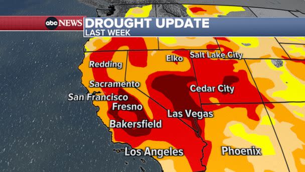 PHOTO: A map showing drought areas. (ABC News)