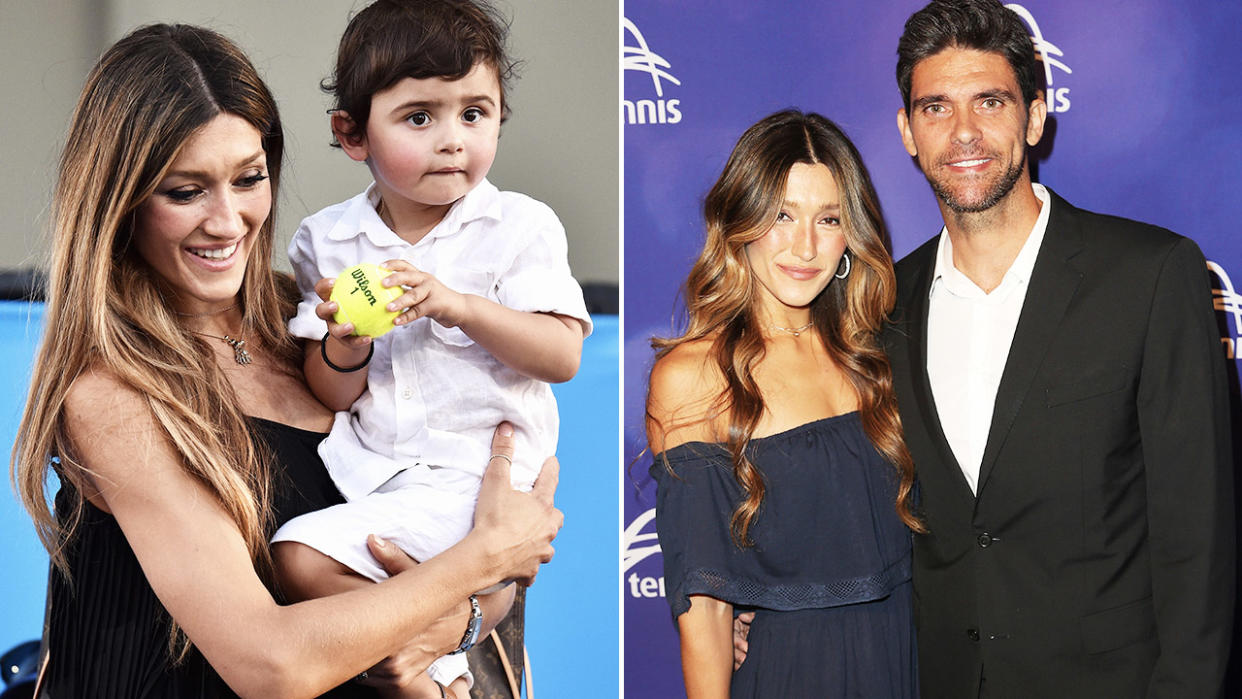Mark Philippoussis, pictured here with wife Silvana Lovin and their son.