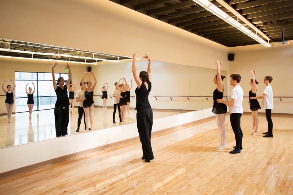 People practice ballet