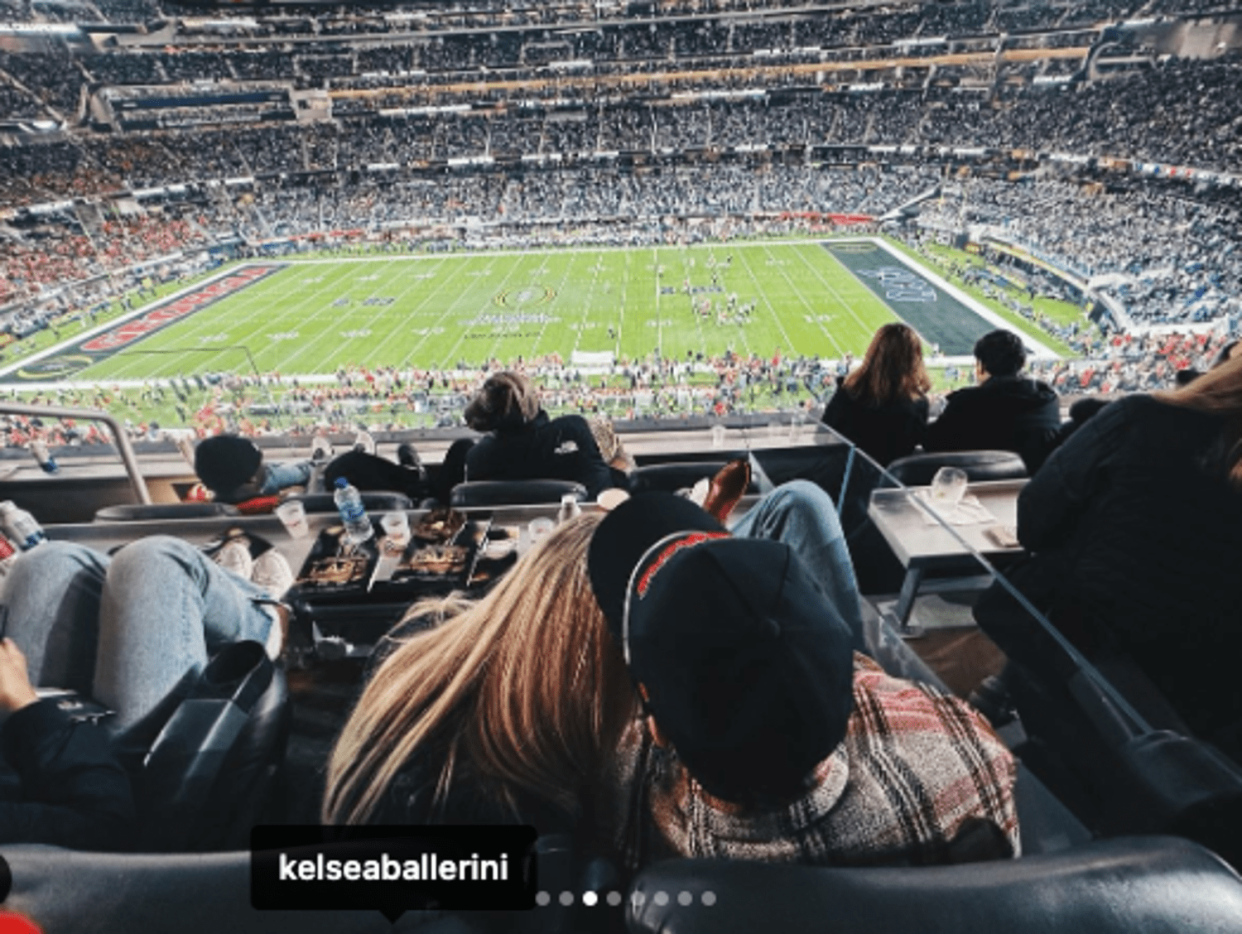 Chase Stokes posted a photo of two people at a football game and tagged Kelsea Ballerini.  (Instagram/Chase Stokes)