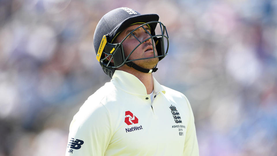 Jason Roy after being dismissed by Pat Cummins. (Getty Images)