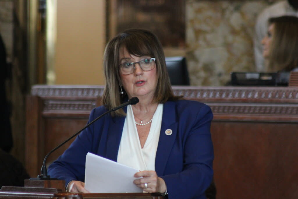 Valarie Hodges presents a bill on the Louisiana House floor on May 23, 2023.