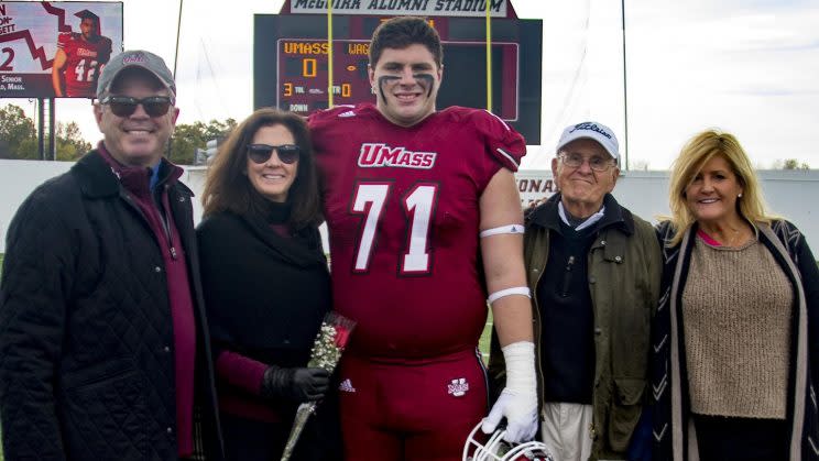 Former UMass OL Michael Boland passed away Saturday. (via UMass Athletics)