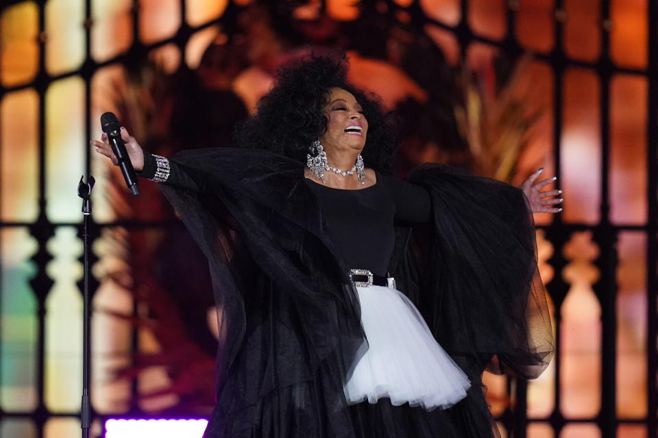 Diana Ross performs at the Platinum Party at the Palace staged in front of Buckingham Palace, London, on day three of the Platinum Jubilee celebrations for Queen Elizabeth II. Picture date: Saturday June 4, 2022. (Photo by Jacob King/PA Images via Getty Images)