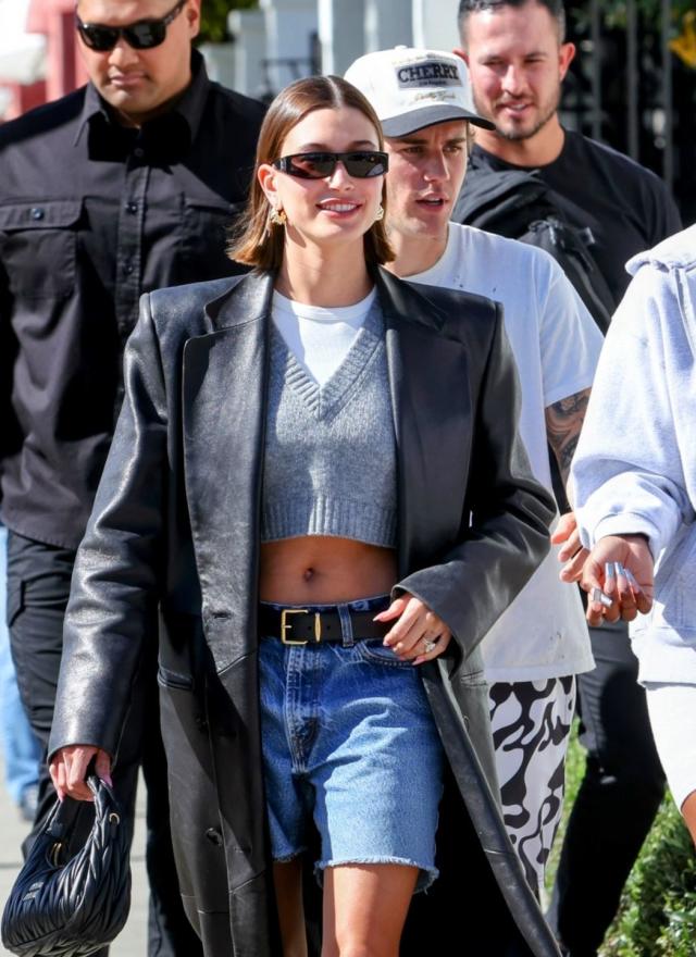 Hailey Bieber Style 90s Leather Jacket