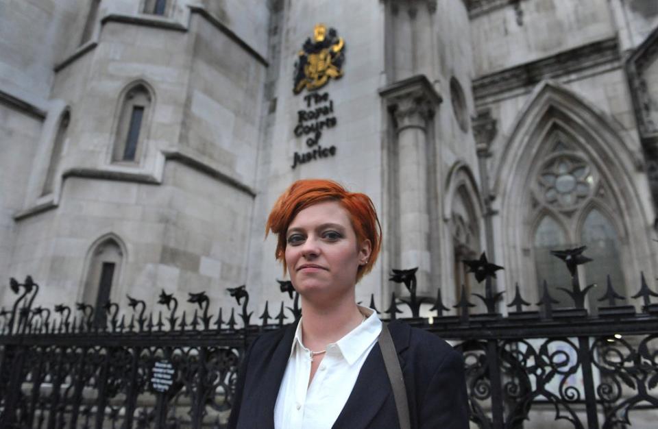 Monroe outside the High Court in London, 2017, after a hearing in her case against Katie Hopkins (PA)