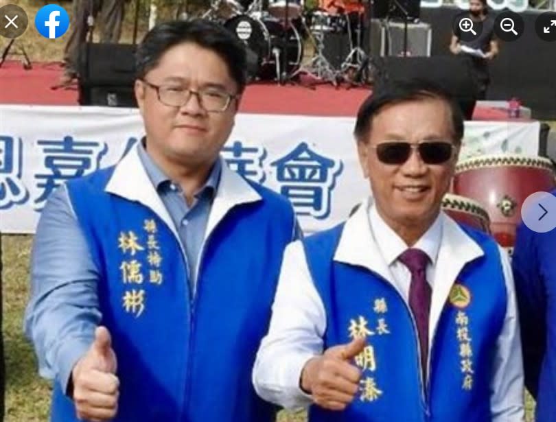 國民黨南投立委補選候選人林明溱（右）宣布，自己與兒子林儒彬（左）都不會出來選2024，王定宇質問，為什麼這次不讓國民黨的游顥、宋懷琳選？   圖：翻攝卓冠廷臉書（資料照片）