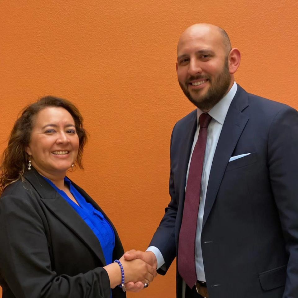 Former district attorney candidate Nancy Casas announces Mach 9, 2024, her endorsement of James Montoya for El Paso district attorney.