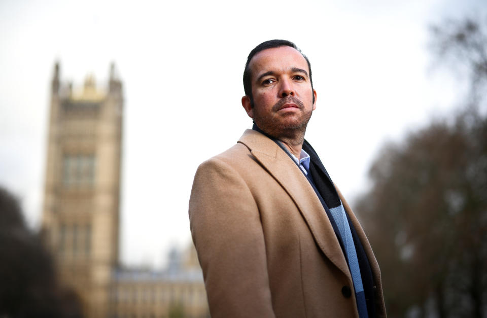 Antonio Mugica, CEO of Smartmatic, poses near the Houses of Parliament in London, Britain, December 11, 2020. Picture taken December 11, 2020. REUTERS/Henry Nicholls