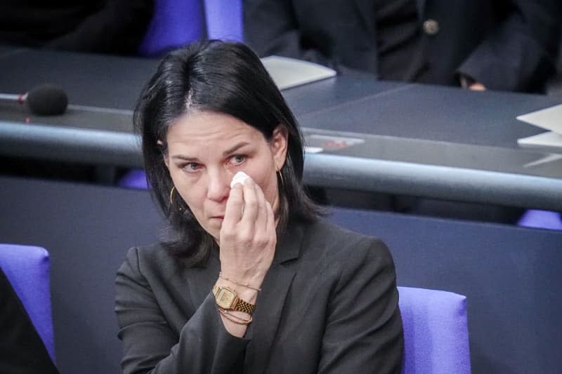 Annalena Baerbock German Foreign Minister, reacts during the German Bundestag's commemoration of the victims of Nazi Germany. Kay Nietfeld/dpa